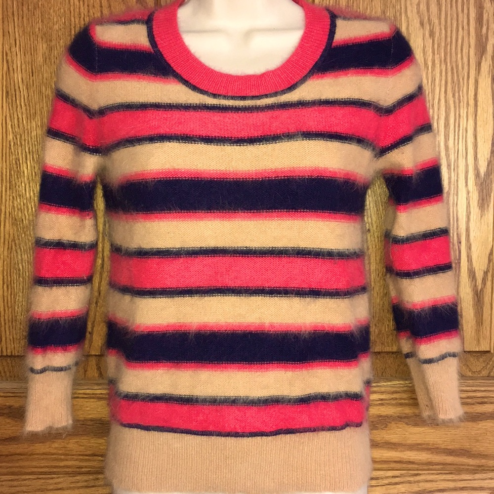 Cute Wallace Rabbit Fur Stripe Sweater size Small